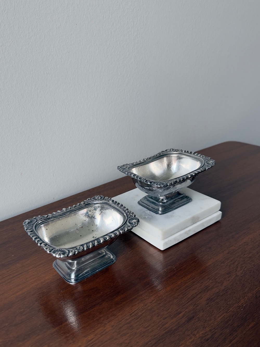 Pair of Vintage Silver Plate Salt Cellar